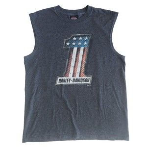 Mens Harley Davidson Dark Gray Roundhouse HD Altoona PA Muscle Shirt Size L